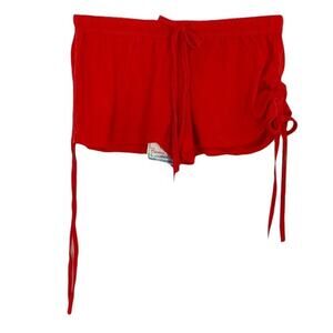 New BANANA SPLIT Shorts S Ruched Sides Bows Drawstring Cotton Elastic Waist
